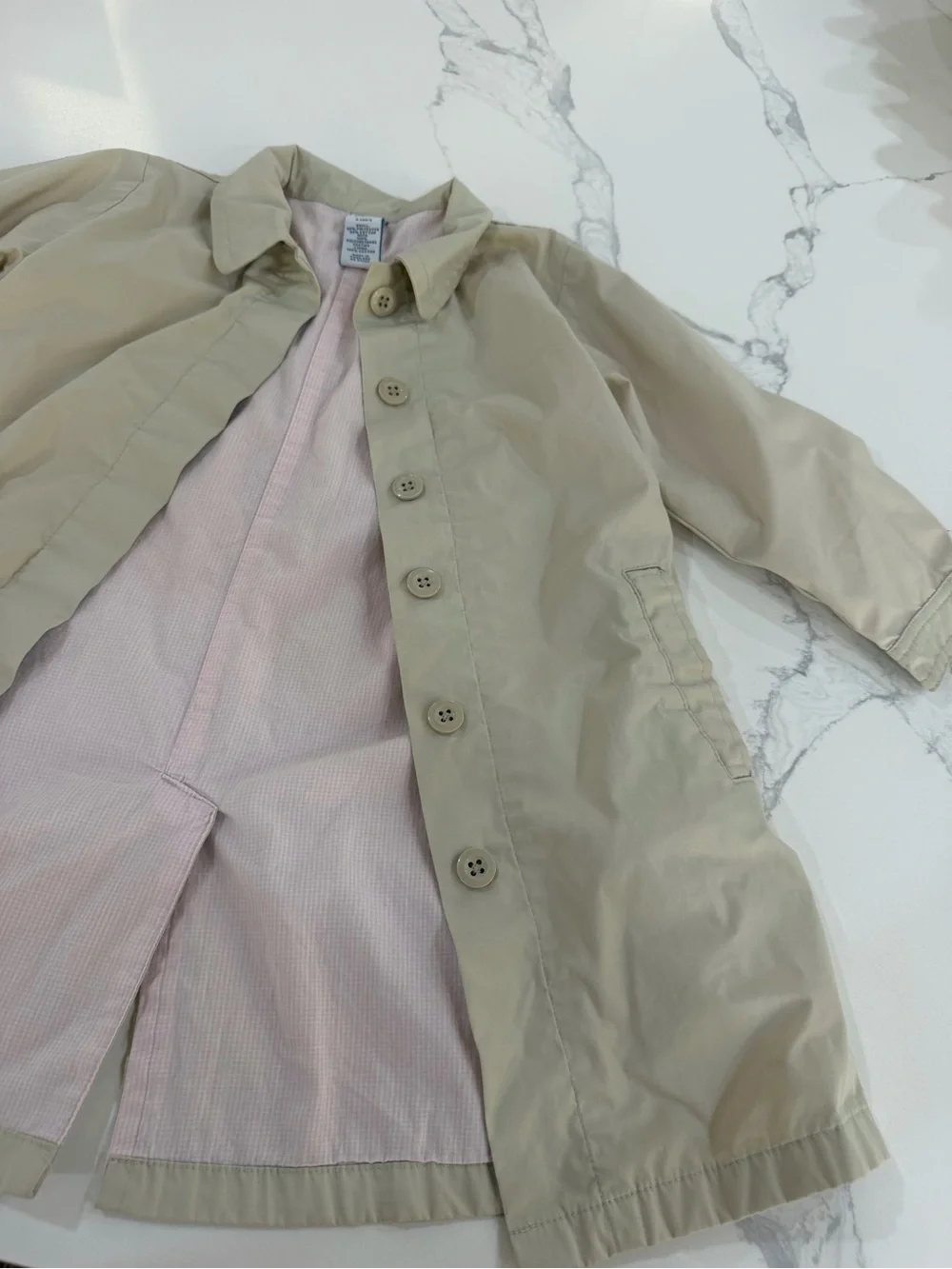 Gap Kids Girls Beige Classic Trench Coat Mac Jacket Light Pink Lining - Size 4